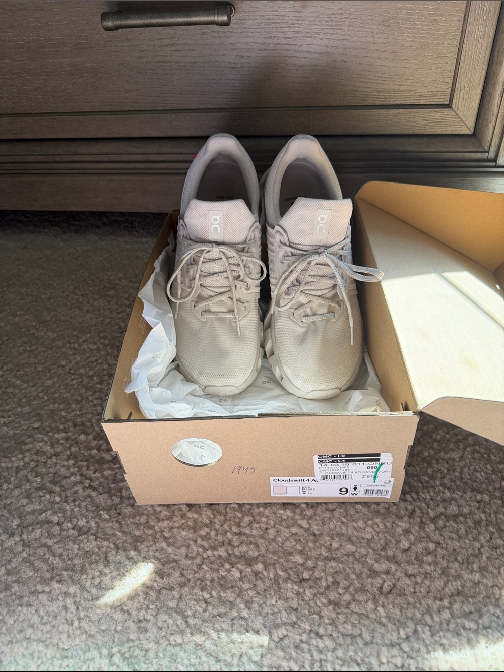On Cloud Running Sneakers in Light Beige
